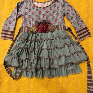 Mustard Pie Blue and Red Ruffle Dress